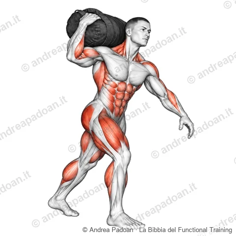 Shouldering con sandbag