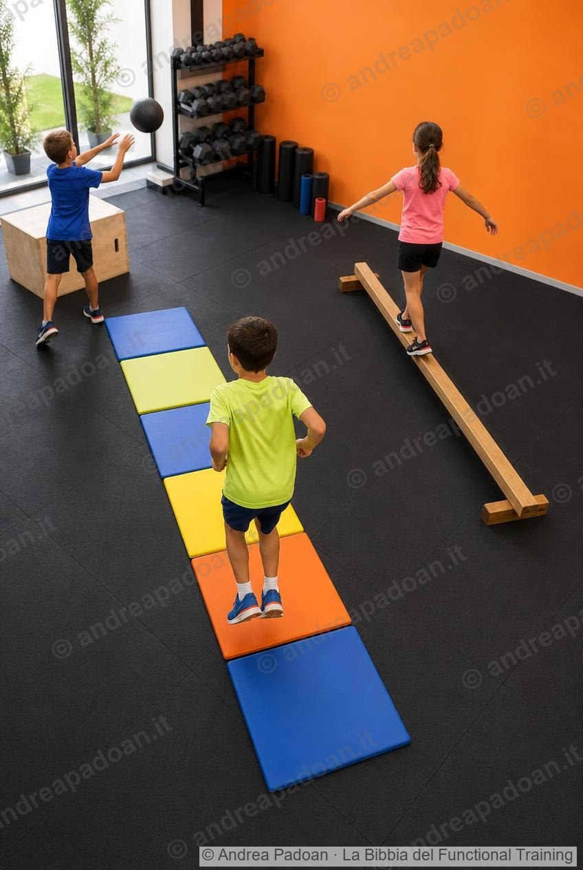 Bambini in un percorso motorio