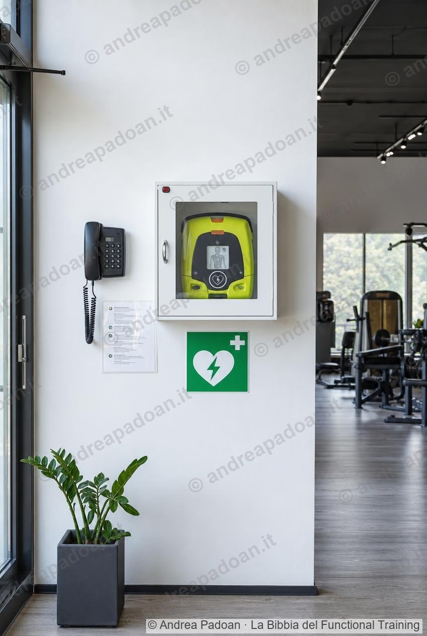 Defibrillatore a parete in sala